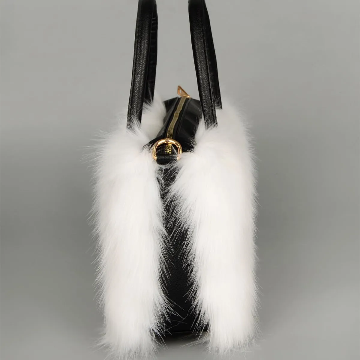 Women's Furry Shoulder Handbags Faux Fur Work Tote Bag for Women Fluffy Satchel Handbags Wristlet Zipper Purses