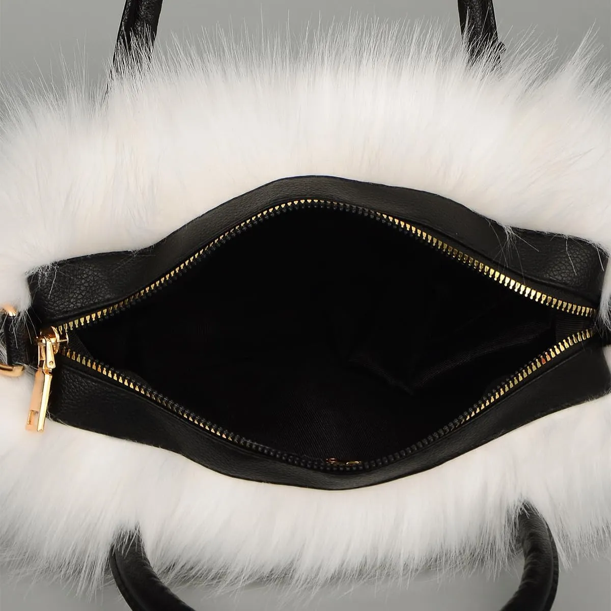 Women's Furry Shoulder Handbags Faux Fur Work Tote Bag for Women Fluffy Satchel Handbags Wristlet Zipper Purses