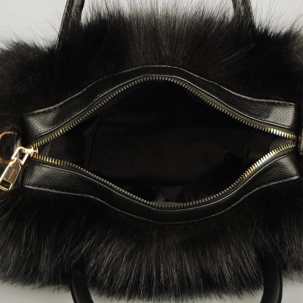 Women's Furry Shoulder Handbags Faux Fur Work Tote Bag for Women Fluffy Satchel Handbags Wristlet Zipper Purses