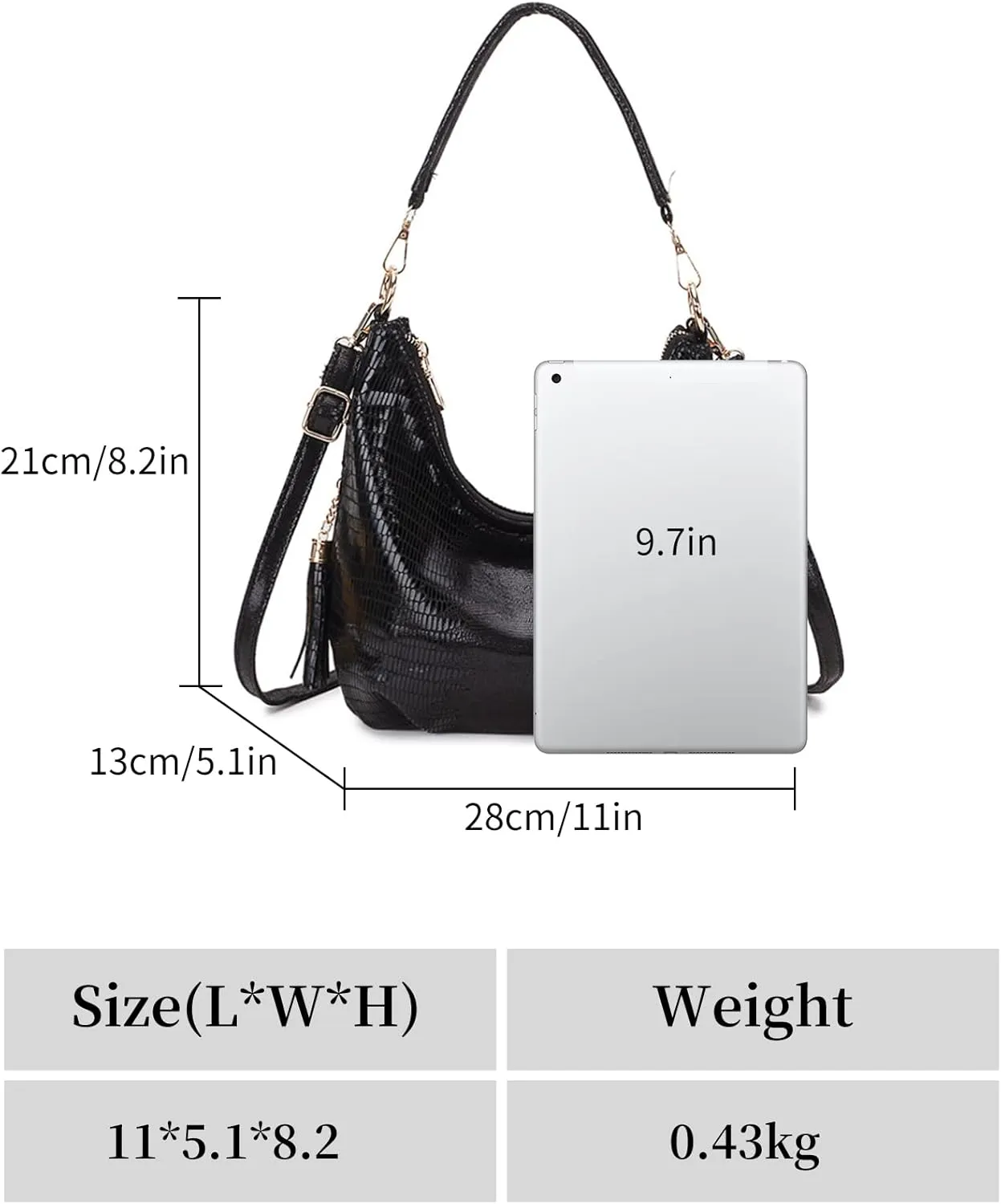 Womens Hobo Handbags PU Leather Shoulder Bags Ladies Hobo Purses Large Shoulder Bag Crossbody Bags with Tassel