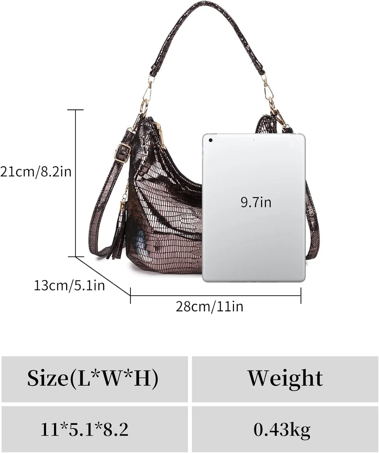 Womens Hobo Handbags PU Leather Shoulder Bags Ladies Hobo Purses Large Shoulder Bag Crossbody Bags with Tassel