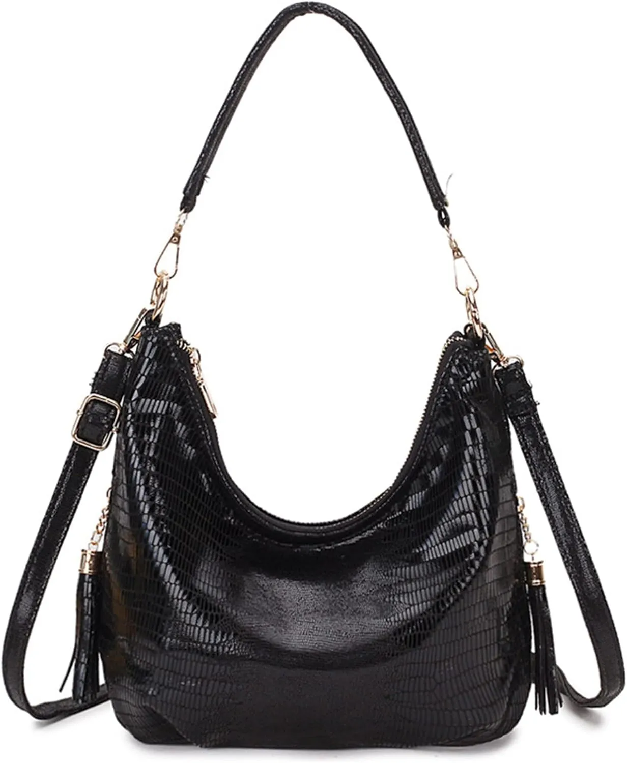 Womens Hobo Handbags PU Leather Shoulder Bags Ladies Hobo Purses Large Shoulder Bag Crossbody Bags with Tassel