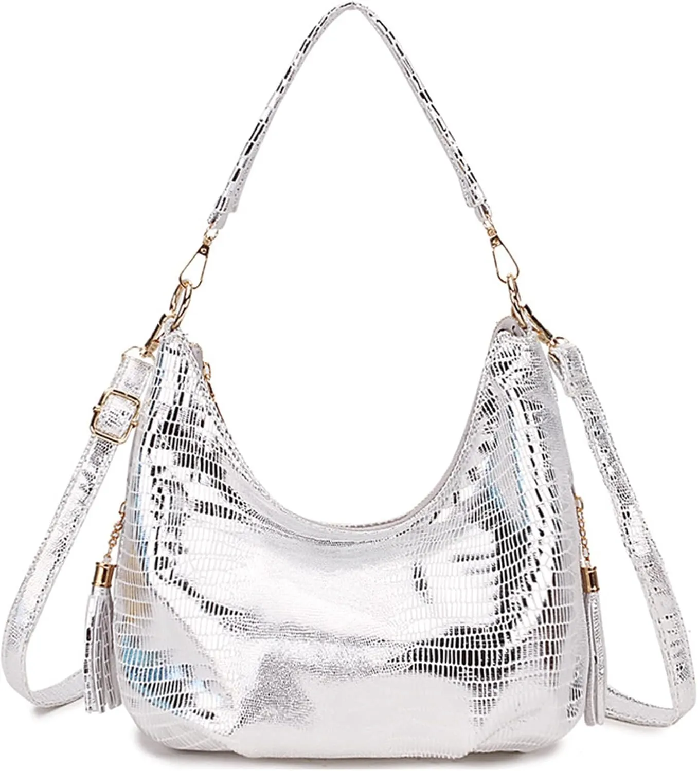 Womens Hobo Handbags PU Leather Shoulder Bags Ladies Hobo Purses Large Shoulder Bag Crossbody Bags with Tassel