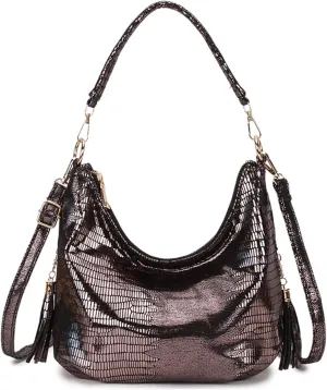 Womens Hobo Handbags PU Leather Shoulder Bags Ladies Hobo Purses Large Shoulder Bag Crossbody Bags with Tassel