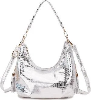 Womens Hobo Handbags PU Leather Shoulder Bags Ladies Hobo Purses Large Shoulder Bag Crossbody Bags with Tassel