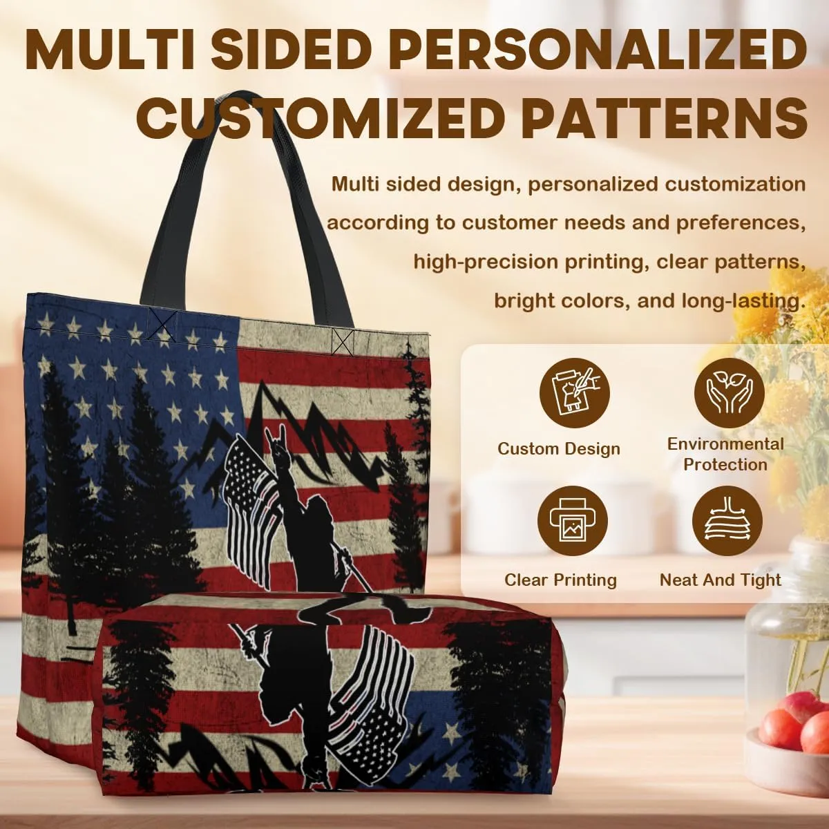 Women's Men Large Kitchen Reusable Grocery Bags Shoulder Bags With Zipper Beach Shopping Bag for Outdoors
