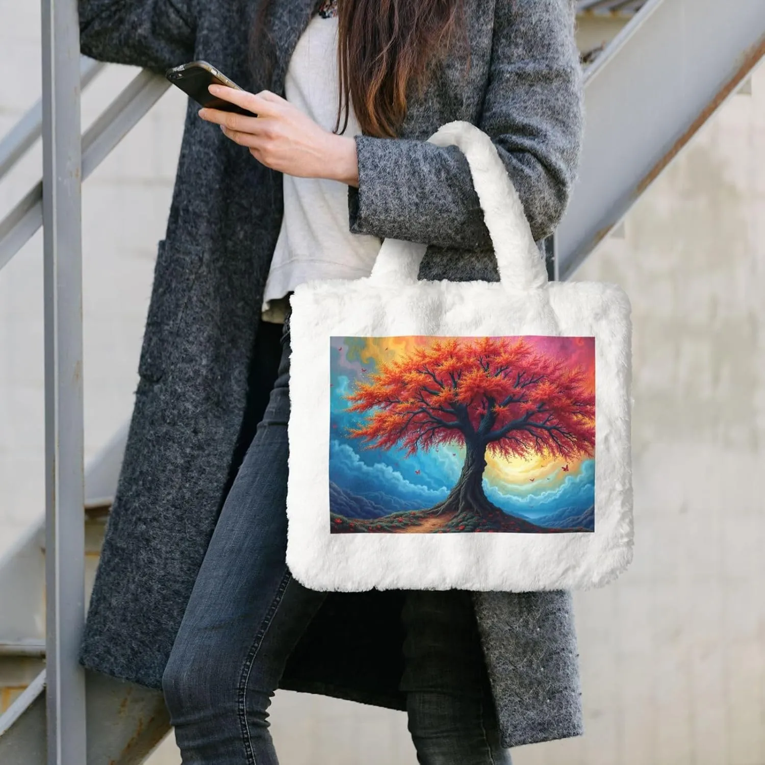 Women's Shoulder Handbags Fluffy Tote Bag Fashion Shoulder Bag for Women