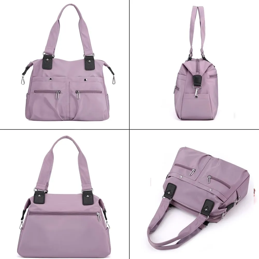 Women's Tote Bag Multi Pocket Water resistant Nylon Handbag Purse Casual Travel Shoulder Bag Hobo Bag