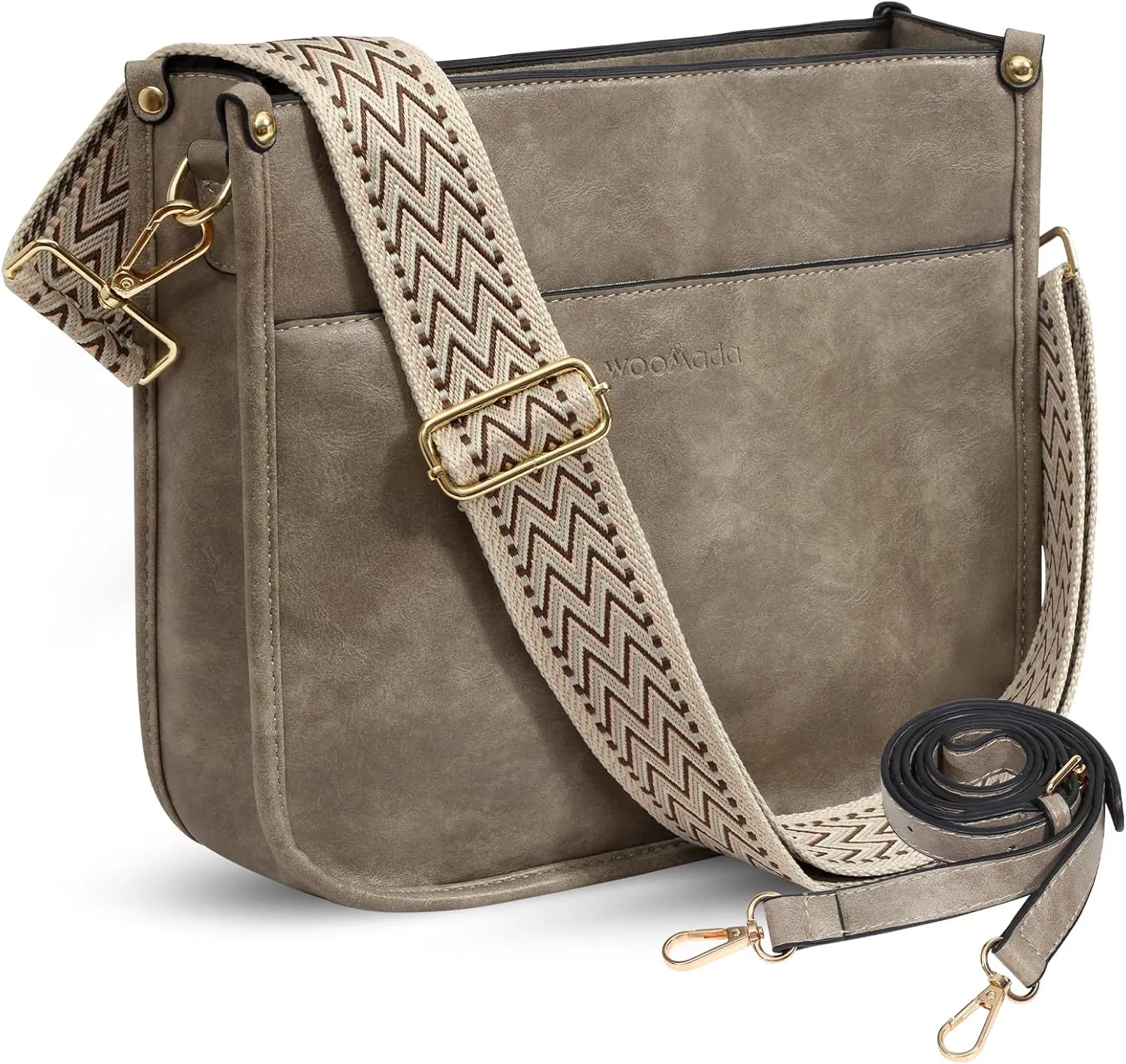 WOOMADA Hobo Handbag for Women Vegan Leather Crossbody Bags Trendy Shoulder Bag with 2 Adjustable Strap
