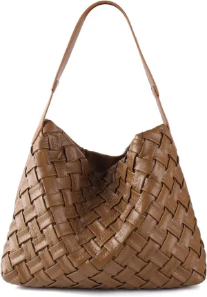 Woven Bag for Women, Vegan Leather Tote Bag, Retro Handbag Purse, Handmade Large Summer Beach Shoulder Bags