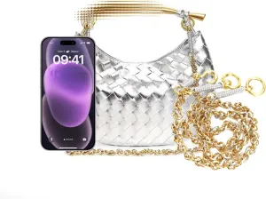 Woven leather chains, dumpling buns, metal handles, handbags, women's wallets, homeless people's bags, and knotted