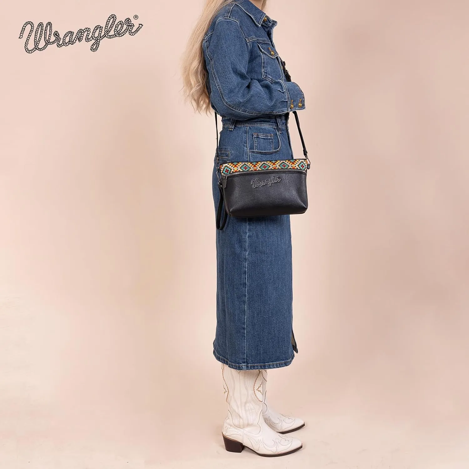Wrangler Western Cowhide Crossbody Bags for Women Clutch Wristlet Purse