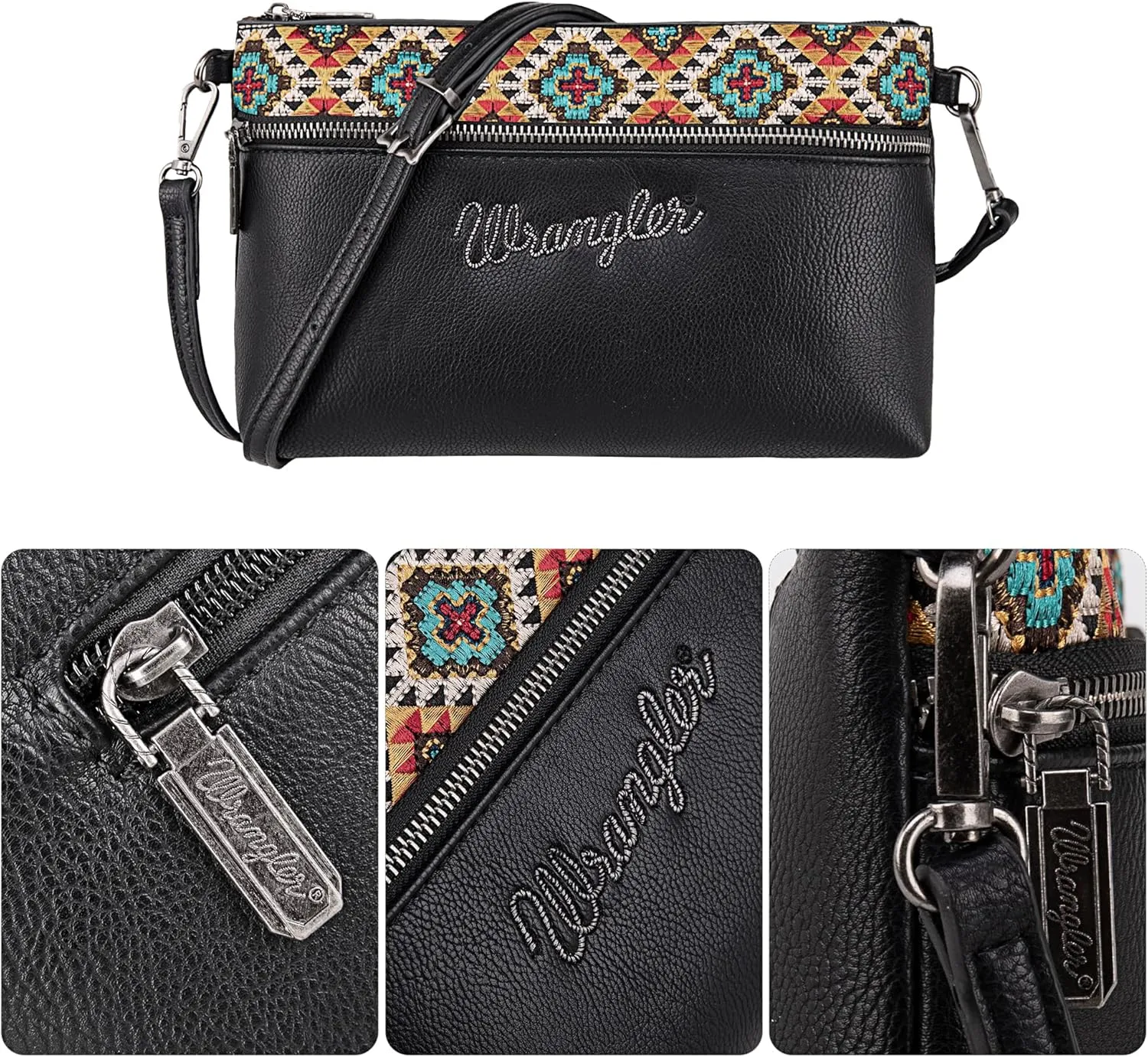 Wrangler Western Cowhide Crossbody Bags for Women Clutch Wristlet Purse