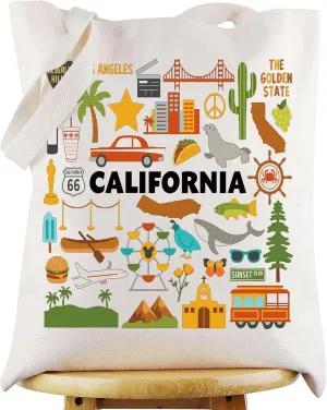 WZMPA California Travel Tote Bag - Vacation Gift & Shopping Grocery Bag - Souvenir Gift