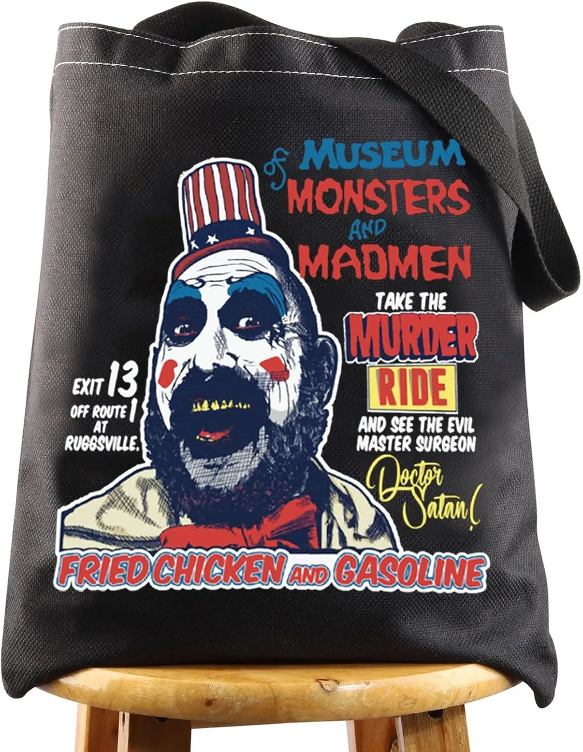 WZMPA Captain Spaulding Tote Bag Horror Movie Fans Gift Museum Monsters Reusable Grocery Bag Spaulding Merchandise