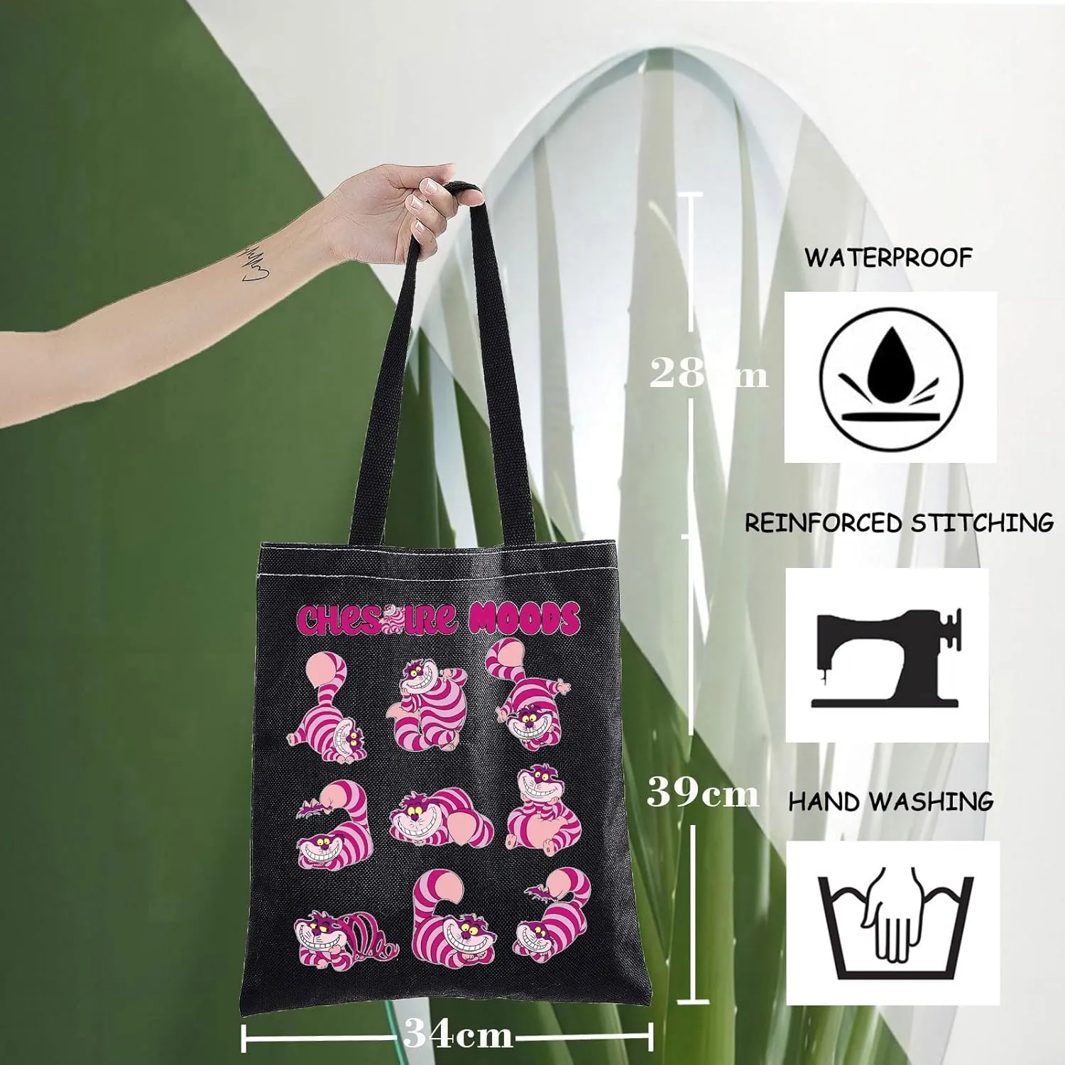 WZMPA Cat Tote Bag Cartoon Gifts Cat Moods Reusable Grocery Bag Cartoon Movie Merchandise