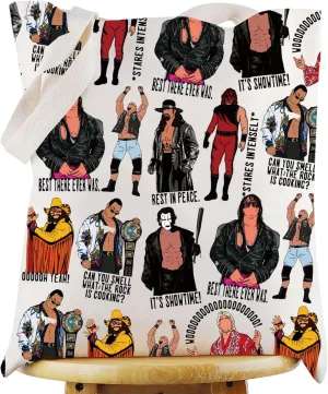 WZMPA Classic Wrestler Tote Bag Wrestling Match Fans Gift Wrestlin Hero Reusable Grocery Bag