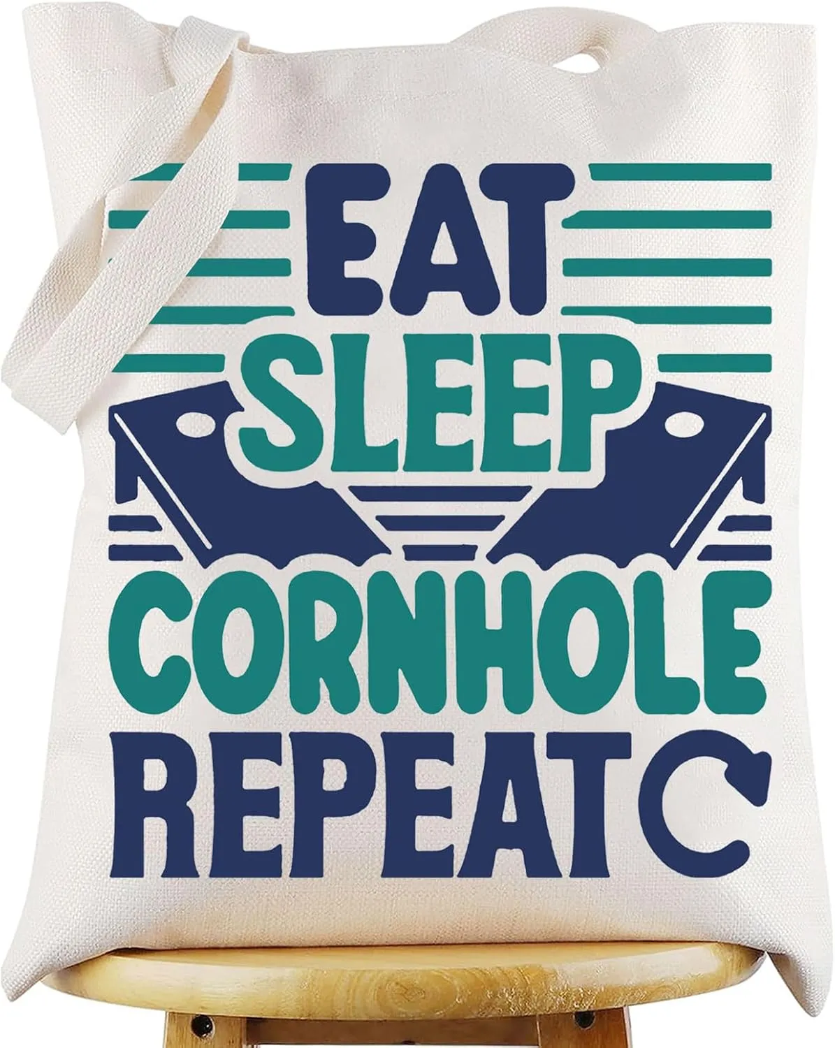 WZMPA Cornhole Game Tote Bag Cornhole Player Gift Eat Sleep Cornhole Repeat Shoulder Bag Corn Hole Merch