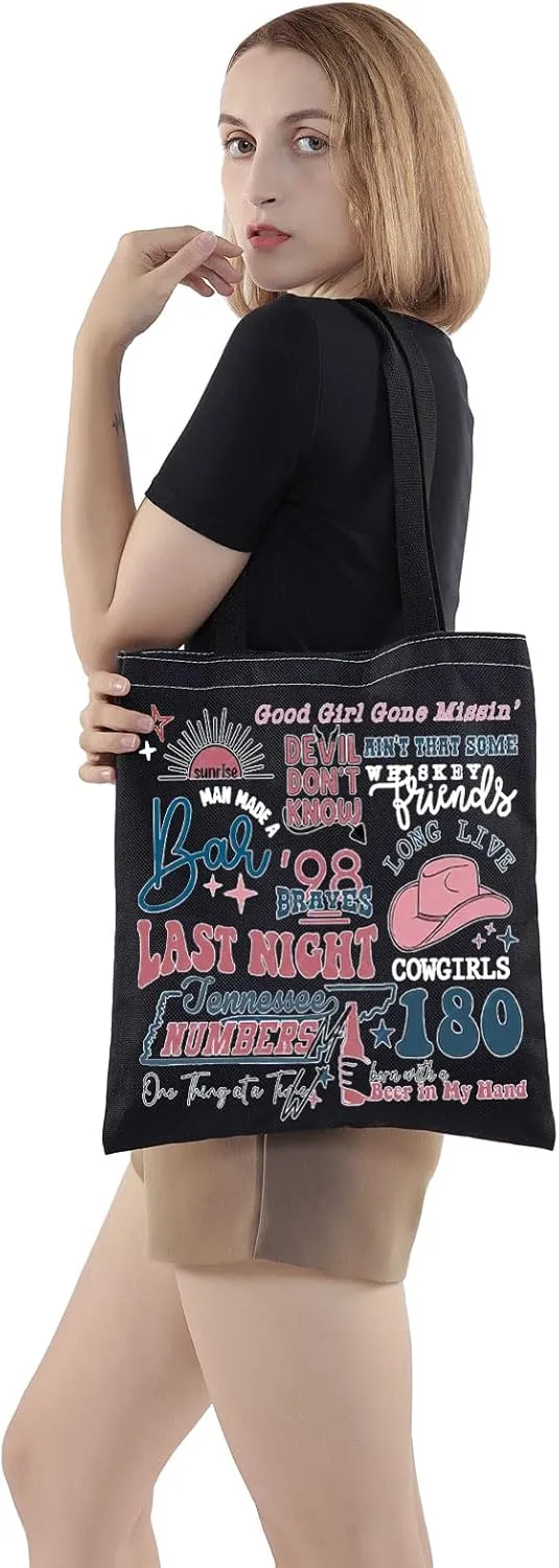 WZMPA Country Music Tote Bag One Last Night Album Gift Singer Lyric Reusable Grocery Bag Singer Merchandise