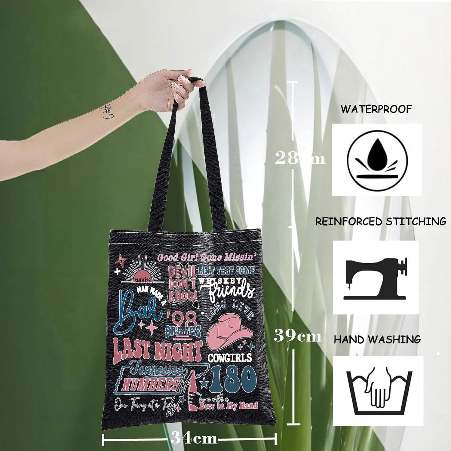 WZMPA Country Music Tote Bag One Last Night Album Gift Singer Lyric Reusable Grocery Bag Singer Merchandise