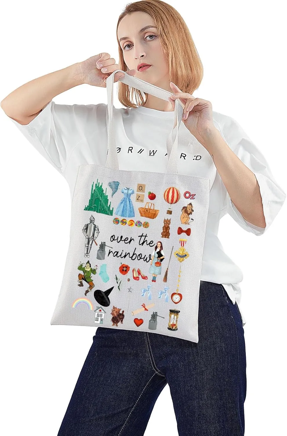 WZMPA Dorothy Gale Tote Bag Scarecrow ＆Tin Man Fans Gift Over The Rainbow Dorothy Shoulder Bag Cowardly Lion Merchandise