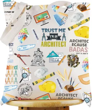 WZMPA Funny Architect Tote Bag Architecture Gifts Architect Engineers Reusable Grocery Bag Architect Merchandise