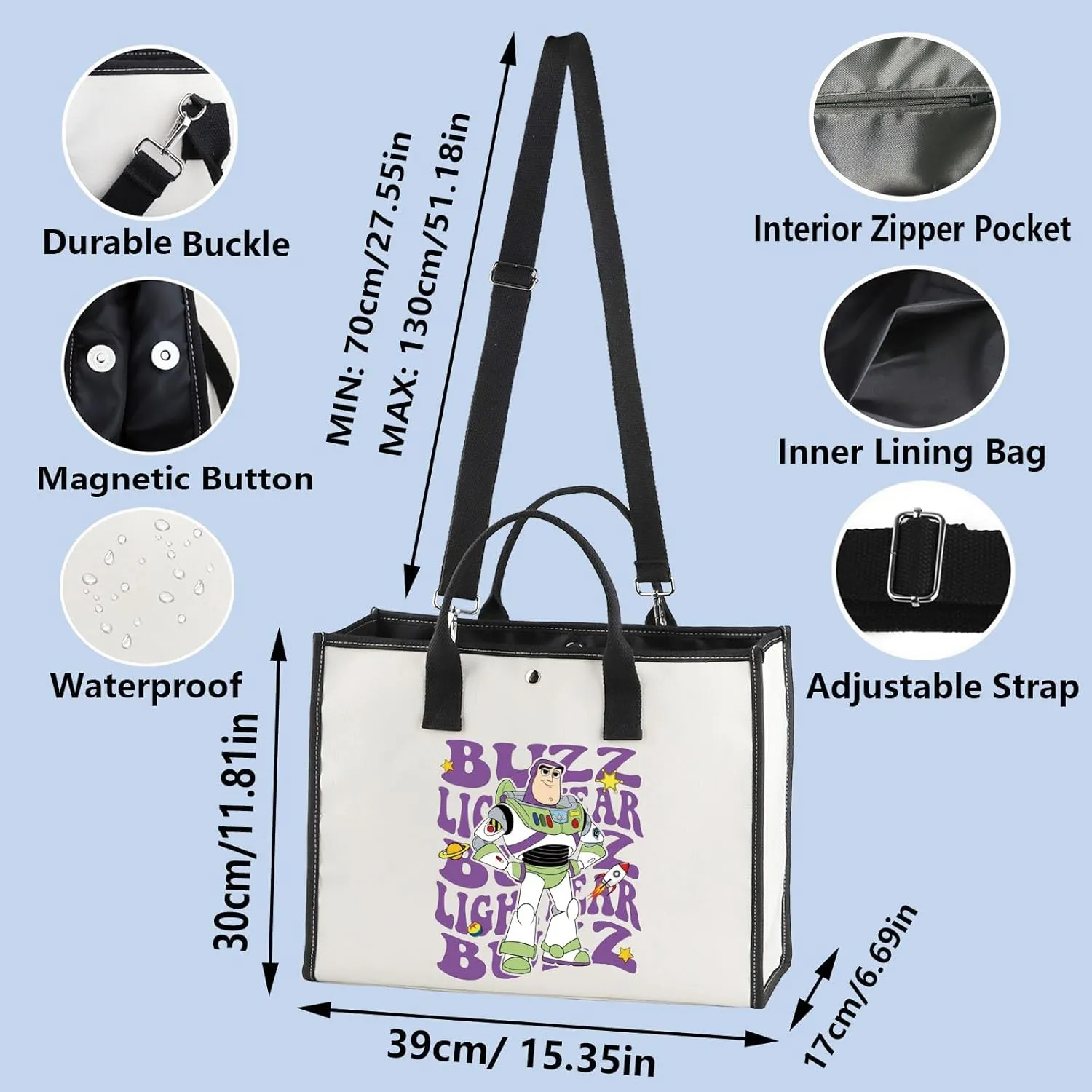 WZMPA Funny Cartoon Tote Bag Woody Fans Gift Cartoon Movie Shoulder Bag Astronaut Merchandise