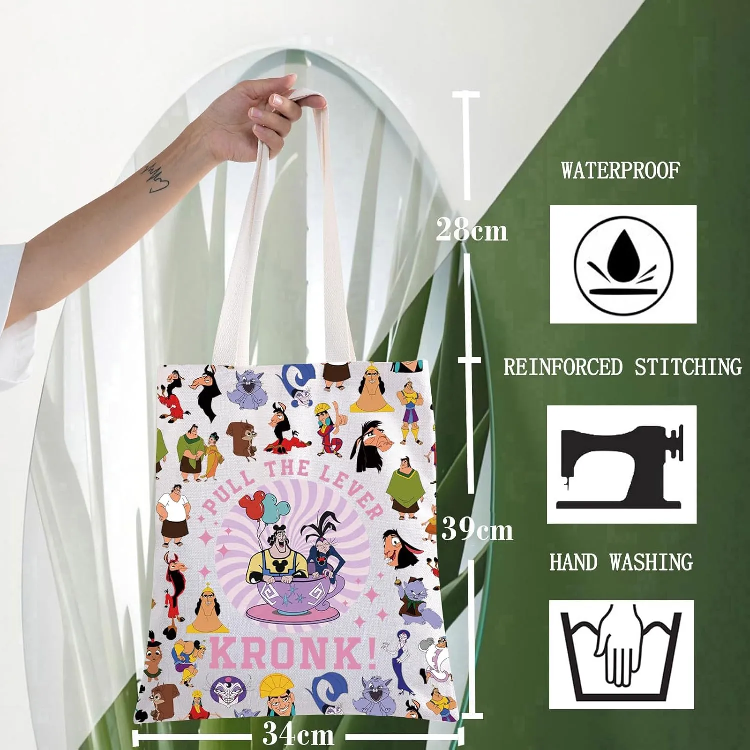 WZMPA Funny Kronk & YzmaTote Bag Villain Yzma Fans Gift Pull The Lever Yzma Shoulder Bag For Movie Fans