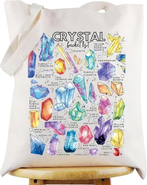 WZMPA Gemstones Crystals Tote Bag Mystical Geologist Gift Geology Crystal Gems Shoulder Bag Crystal Lover Merchandise