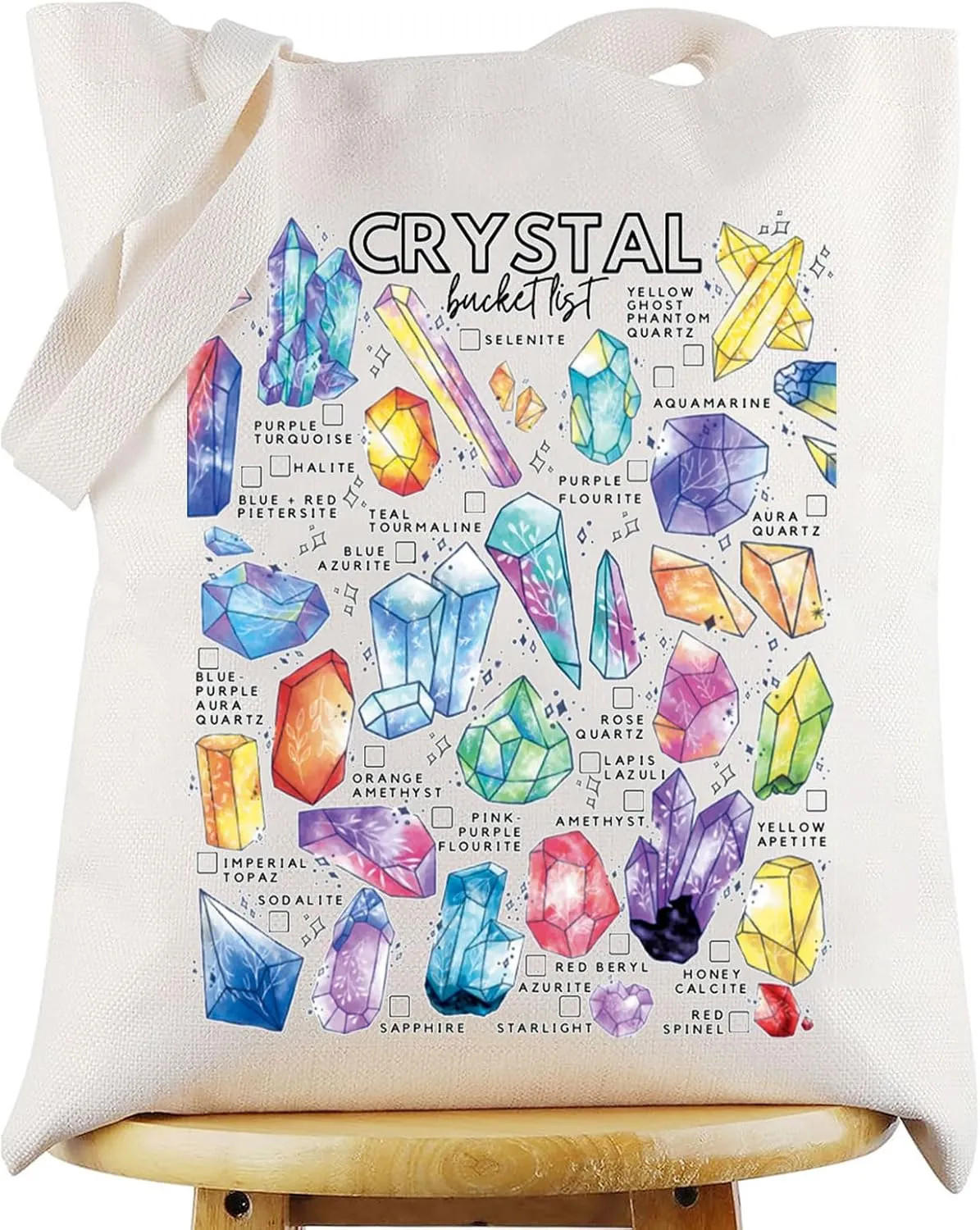 WZMPA Gemstones Crystals Tote Bag Mystical Geologist Gift Geology Crystal Gems Shoulder Bag Crystal Lover Merchandise