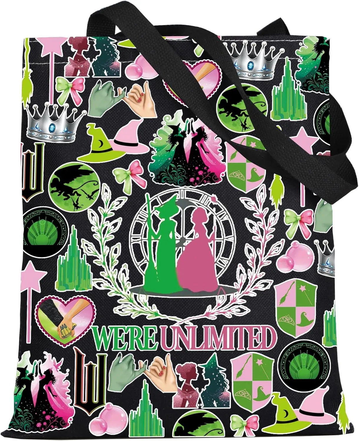 WZMPA Glinda＆Elphaba Tote Bag Glinda＆Elphaba Fans Gift Together We're Unlimited Shoulder Bag Theater Drama Musical Merch