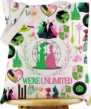 WZMPA Glinda＆Elphaba Tote Bag Glinda＆Elphaba Fans Gift Together We're Unlimited Shoulder Bag Theater Drama Musical Merch