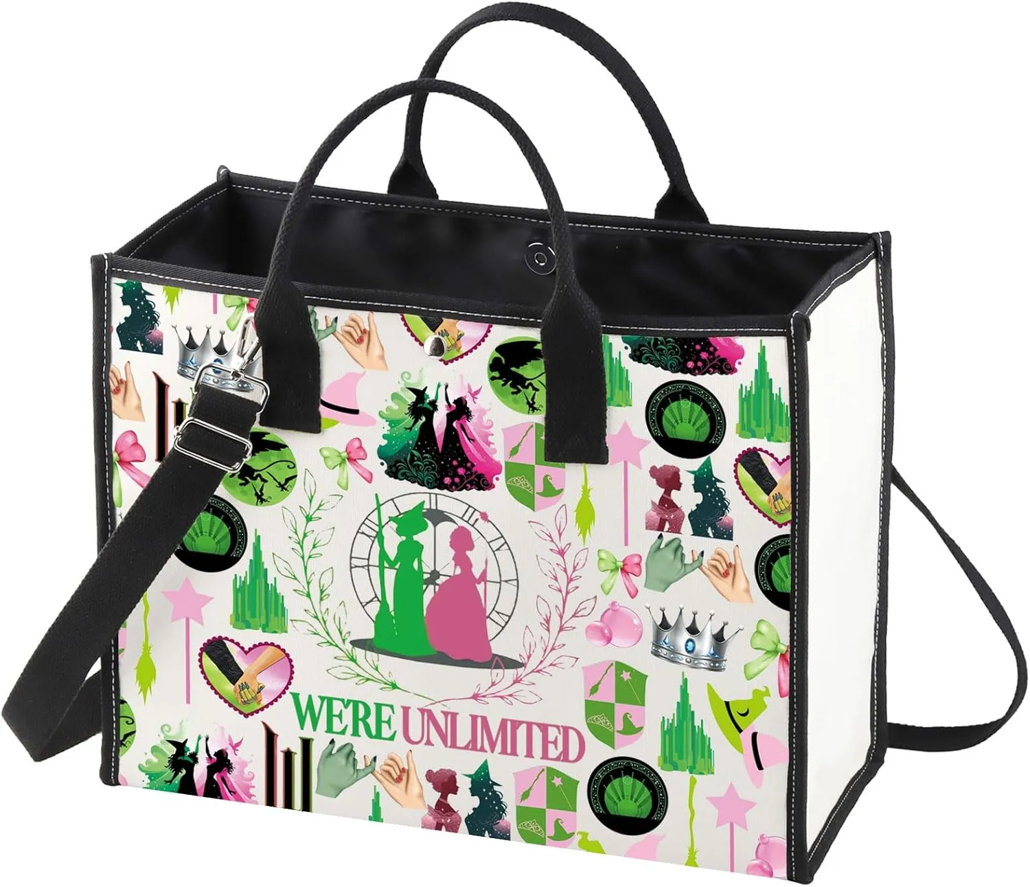 WZMPA Glinda＆Elphaba Tote Bag Glinda＆Elphaba Fans Gift Together We're Unlimited Shoulder Bag Theater Drama Musical Merch