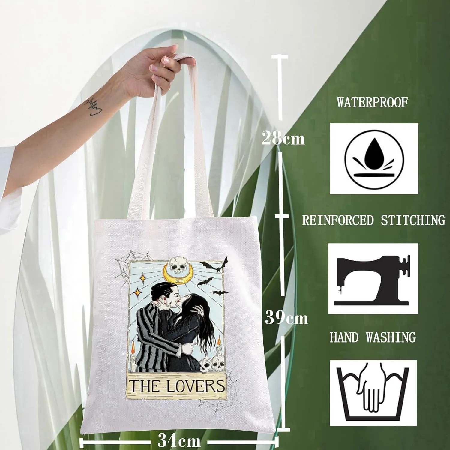 WZMPA Gomez ＆Morticia Tote Bag Addams Fans Gift The Lovers Gomez ＆Morticia Shoulder Bag