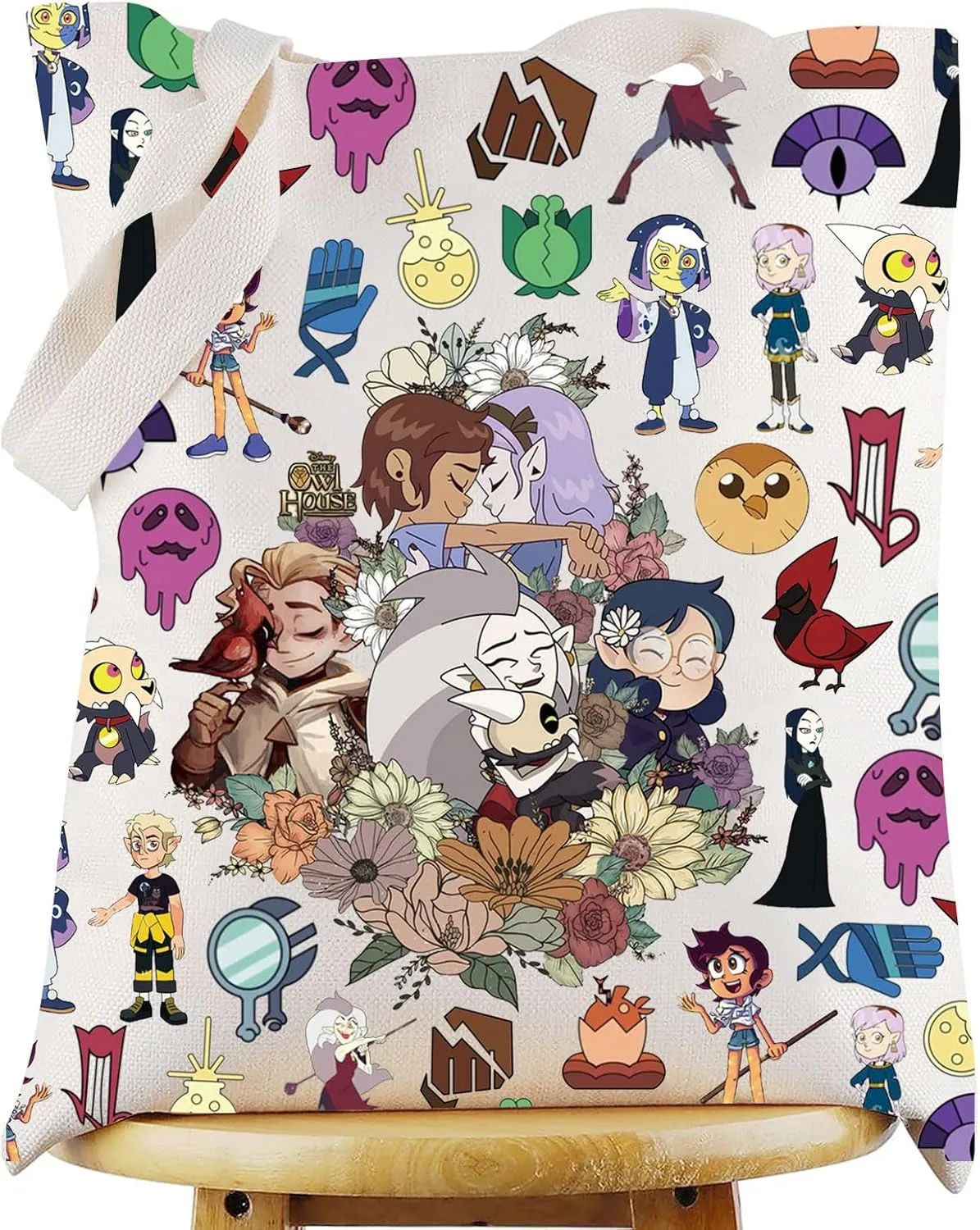 WZMPA Hooty & Owlbert Tote Bag King of Demons Fans Gift Luz & Amity & Hunter & Eda & Raine Character Shoulder Bag Hooty Merch