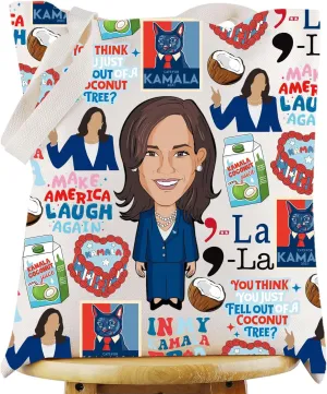 WZMPA Kamala Harris 2024 Tote Bag President Vote Campaign Gift Kamala Harris Election Shoulder Bag Democrat Merchandise