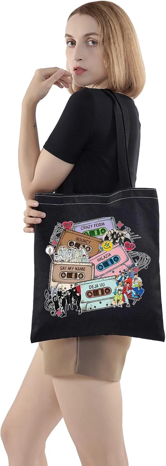 WZMPA Korean Group Fans Tote Bag K-POP Fans Gift Korea-Pop Singer Reusable Grocery Bag Singer Merchandise
