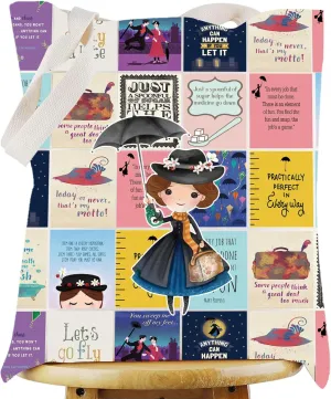 WZMPA Mary Tote Bag Mary Fans Gift Practically Perfect In Every Way Reusable Grocery Bag Theater Drama Merchandise