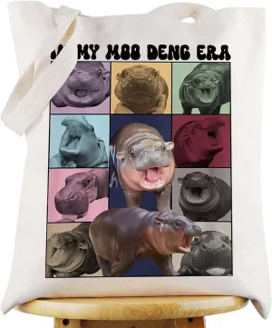 WZMPA Moo Deng Tote Bag Lover Gift Reusable Grocery Bag Thailand Merchandise