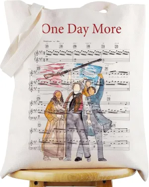 WZMPA Musical Tote Bag Jean Valjean ＆Javert ＆Fantine Fans Gift One Day More Theater Drama Reusable Grocery Bag