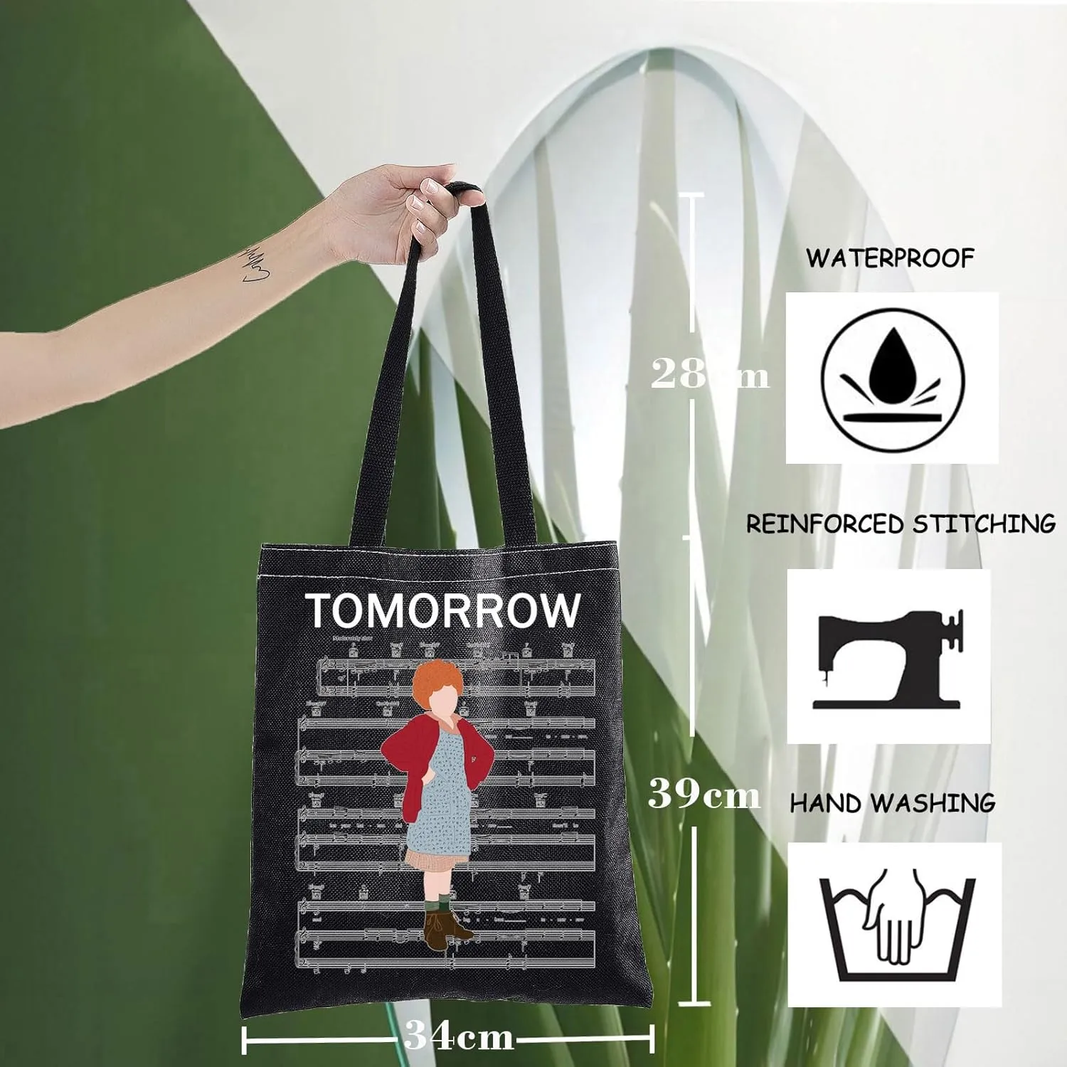 WZMPA Musical Tote Bag Orphan Fans Gift Tomorrow Musical Reusable Grocery Bag Theater Drama Merchandise