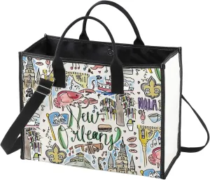 WZMPA New Orleans Travel Tote Bag - Louisiana Souvenir Gift - Reusable Grocery Bag