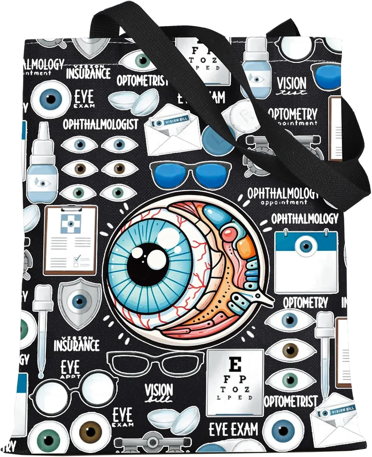 WZMPA Optometry Optician Tote Bag Eye Doctor Gift Optometrist Grocery Bag Optometry Merchandise (Ophthalmologist T-BL)