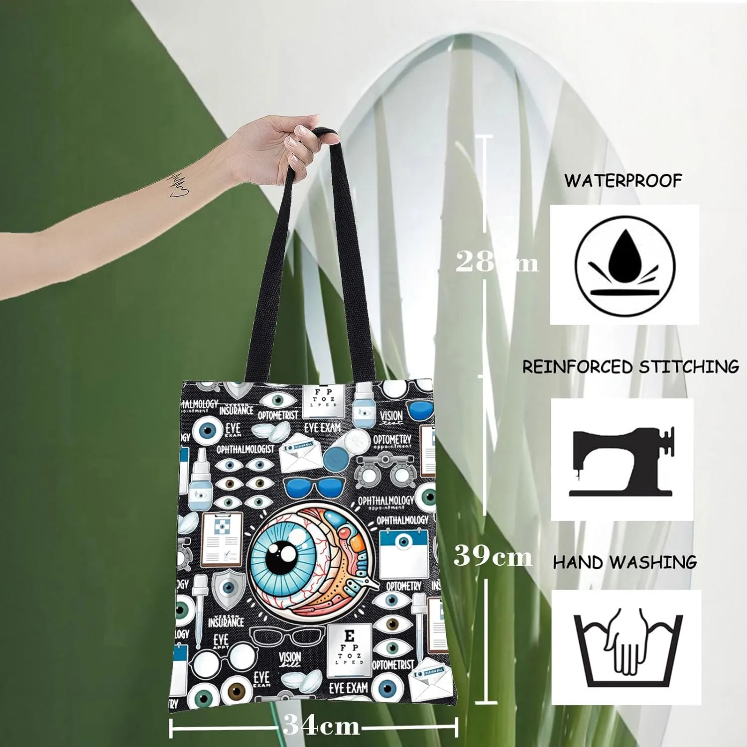 WZMPA Optometry Optician Tote Bag Eye Doctor Gift Optometrist Grocery Bag Optometry Merchandise (Ophthalmologist T-BL)