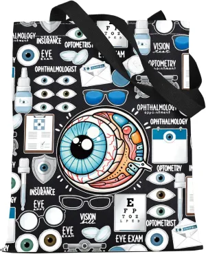 WZMPA Optometry Optician Tote Bag Eye Doctor Gift Optometrist Grocery Bag Optometry Merchandise (Ophthalmologist T-BL)