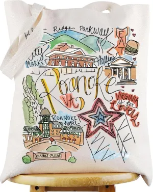 WZMPA Roanoke Virginia Travel Tote Bag Roanoke Souvenir Gift Roanoke Mill Mountain Park Trail Shoulder Bag