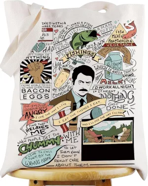 WZMPA Ron Swanson Fans Tote Bag TV Show Gifts Ron Swanson Shoulder Bag Ron Swanson Merchandise