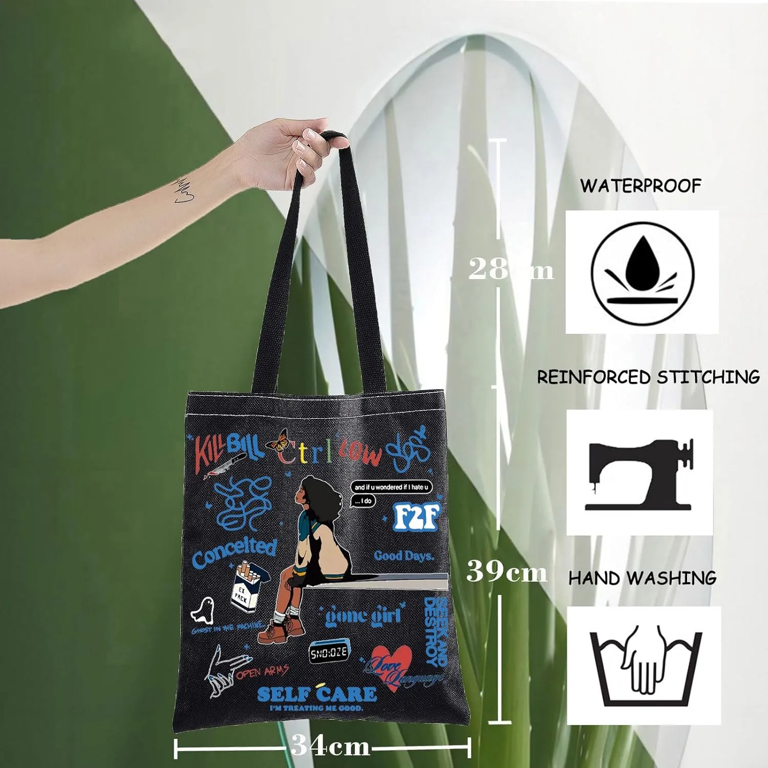 WZMPA Singer Album Tote Bag Concert Gift Lyric Fans Reusable Grocery Bags Merchandise