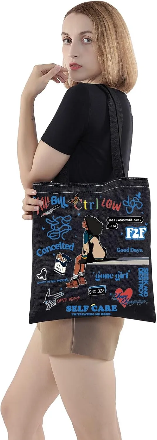 WZMPA Singer Album Tote Bag Concert Gift Lyric Fans Reusable Grocery Bags Merchandise