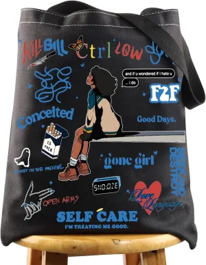WZMPA Singer Album Tote Bag Concert Gift Lyric Fans Reusable Grocery Bags Merchandise